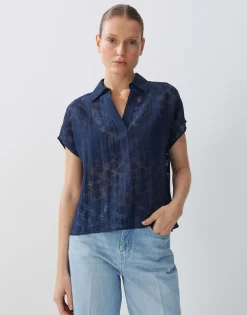 Blouse Met Korte Mouwen Zlumea Blauw Online Bestellen*OPUS Fashion
