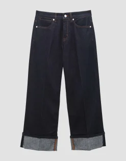 Cropped Wide Jeans Cellma Turn Up Blauw Online Bestellen*OPUS Cheap