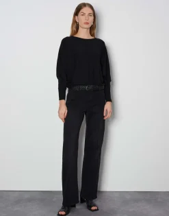 Gebreide Trui Taliya Line Zwart Online Bestellen*OPUS Shop