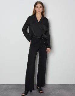 Long Flared Jeans Carie Line Zwart Online Bestellen*OPUS Discount