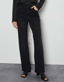 Long Flared Jeans Carie Line Zwart Online Bestellen*OPUS Discount