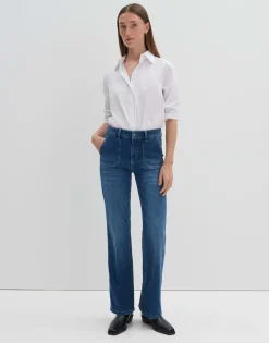 Long Flared Jeans Carie Utility Blauw Online Bestellen*OPUS Cheap