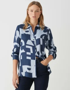Overhemdblouse Falkina Bold Blauw Online Bestellen*OPUS Sale