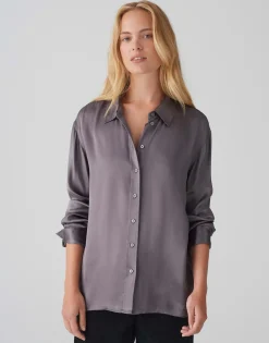 Satijnen Blouse Fenzy Grijs Online Bestellen*OPUS Shop