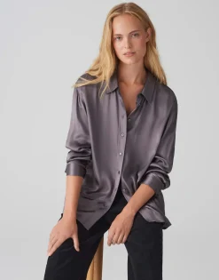 Satijnen Blouse Fenzy Grijs Online Bestellen*OPUS Shop