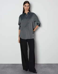 Satijnen Blouse Zanza Grijs Online Bestellen*OPUS Best