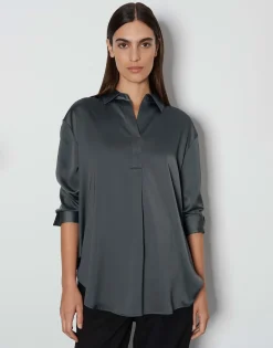 Satijnen Blouse Zanza Grijs Online Bestellen*OPUS Best