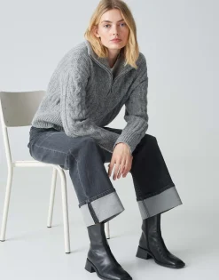 Wide Leg Jeans Marli Turn Up Grijs Online Bestellen*OPUS Sale